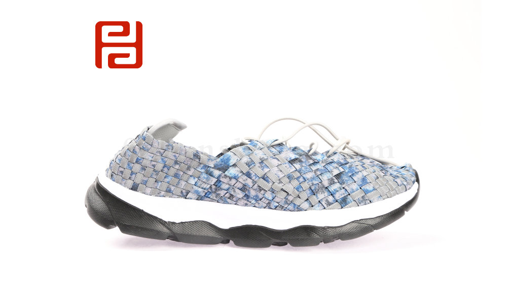 福連升時(shí)尚休閑彩色皮筋編織鞋彈力面潮流男鞋圖片