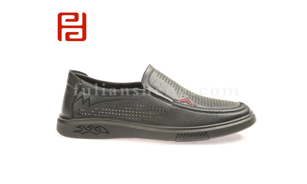 福連升夏新款男鞋 舒適套腳鏤空商務(wù)休閑男單鞋圖片