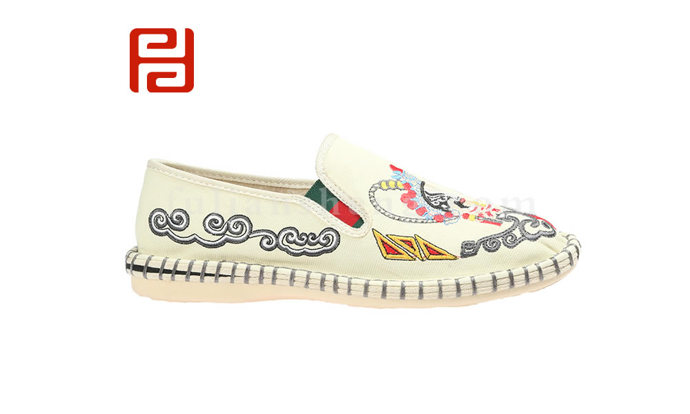 福連升夏款男半臉譜文字老北京布鞋民族風(fēng)社會(huì)鞋圖片