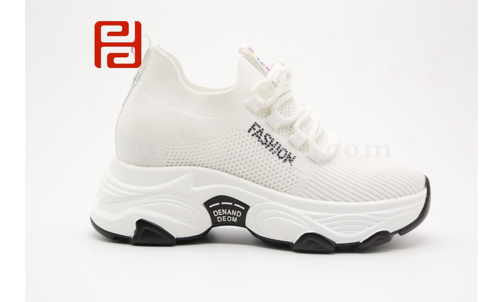 中國紅內增高女鞋厚底棉麻透氣健步媽媽鞋圖片