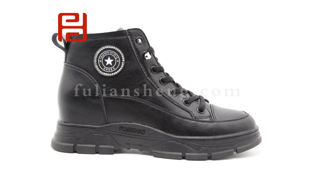 福連升休閑鞋2020冬季新款時(shí)尚運(yùn)動(dòng)百搭厚底顯高牛皮老爹鞋圖片