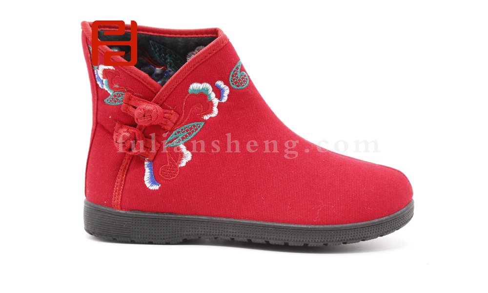 福連升老北京布鞋2020冬季新款民族風中國風繡花印花短靴棉靴圖片