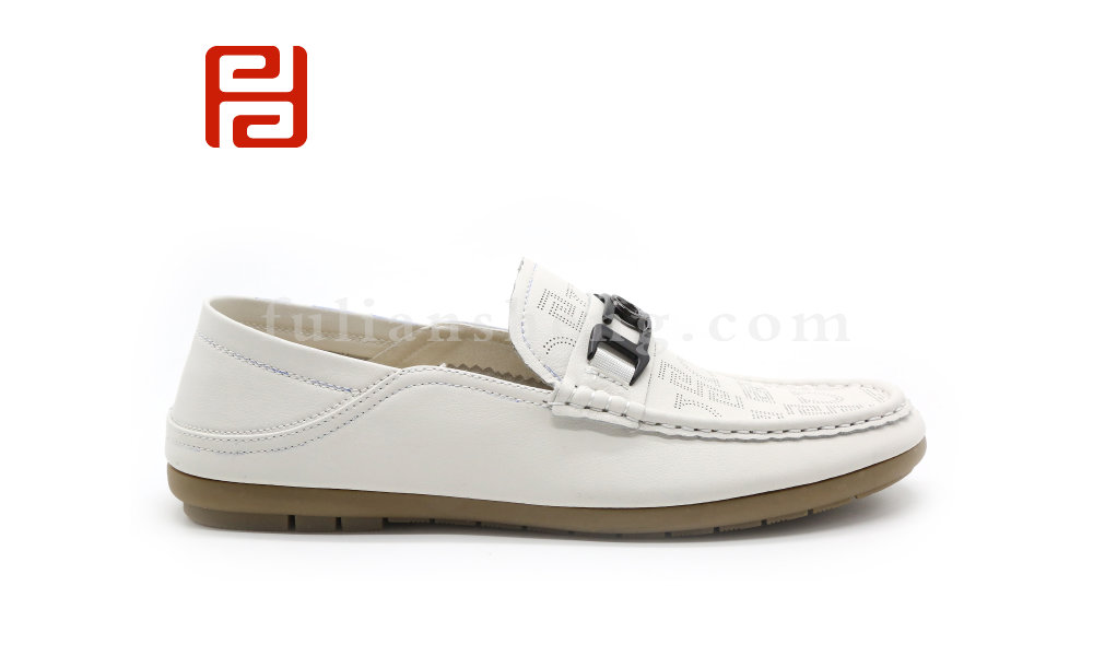 福連升夏季商務休閑男鞋透氣橡膠底手縫豆豆鞋