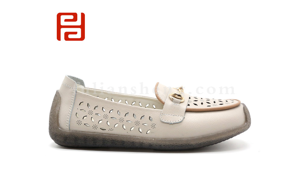福連升夏季休閑女鞋經(jīng)典豆豆鞋透氣帶孔舒適女鞋