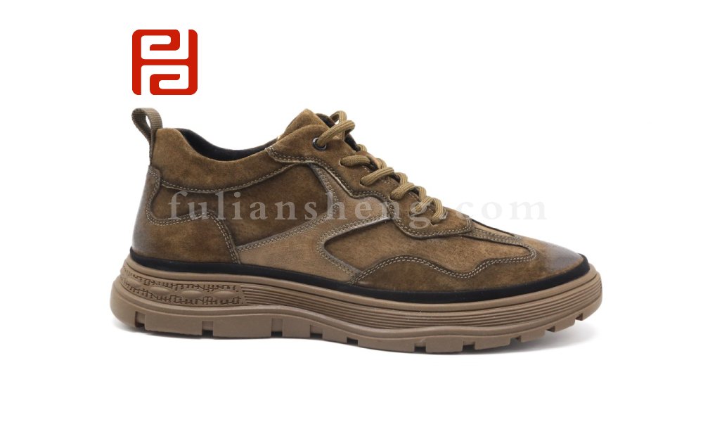 福連升秋季時(shí)尚休閑板鞋男鞋單鞋真皮橡膠底馬丁靴圖片