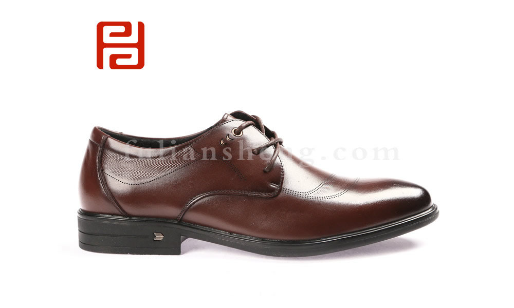 福連升商務(wù)正裝男鞋 牛皮面棉麻內(nèi)里舒適休閑商務(wù)單鞋(圖2)