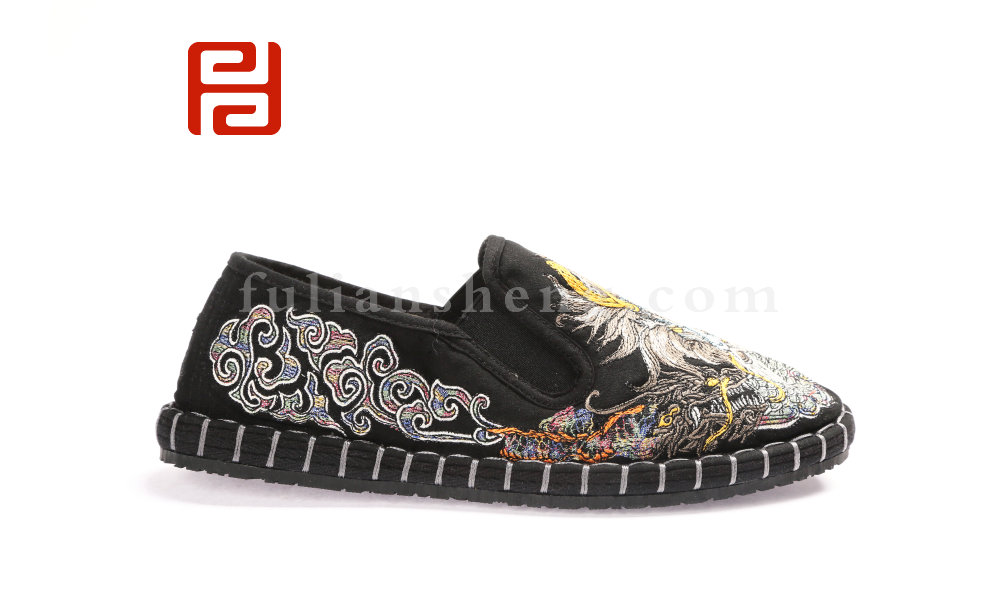 福連升男士刺繡亞麻復(fù)古風(fēng)中國龍祥云老北京布鞋單鞋(圖3)