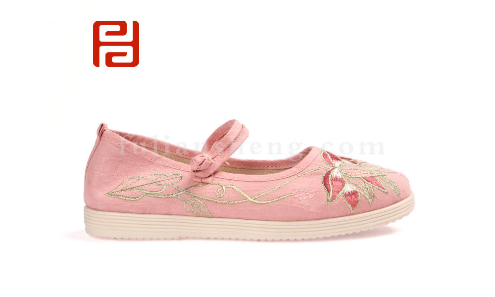 福連升中國(guó)風(fēng)漢服繡花女鞋 春秋老北京布鞋平底古風(fēng)單鞋(圖3)