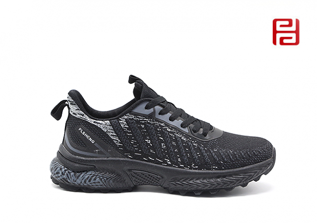 福連升秋季戶外休閑運(yùn)動旅游鞋防滑透氣拼色飛織男鞋