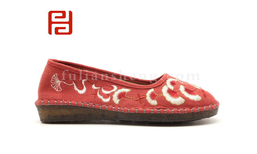 福連升布鞋中國風休閑鞋麻布牛筋底舒適繡花女單鞋